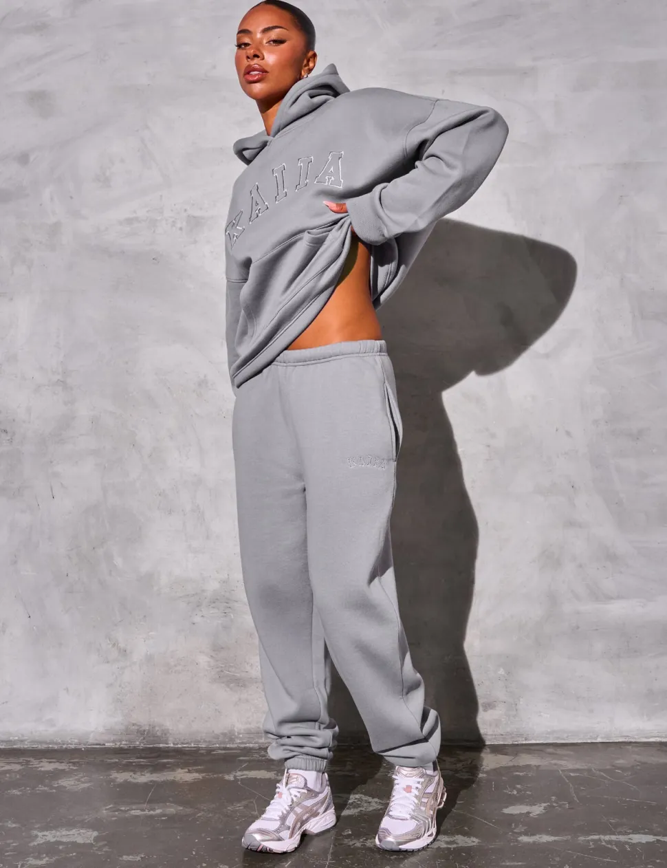 Clearance Kaiia Logo Cuffed Joggers Dove Grey Sculpt & Reset | Sculpt & Leisure