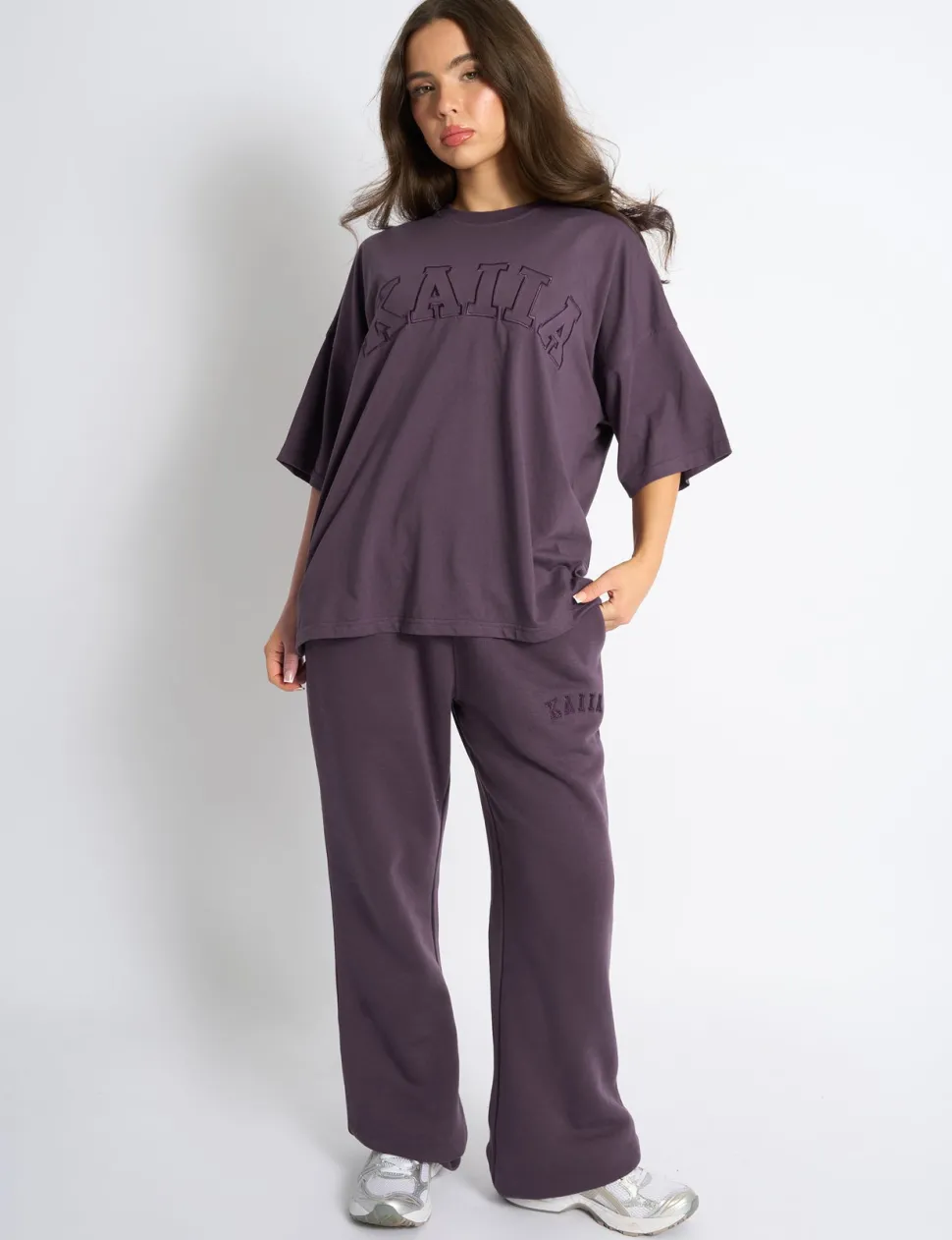 Best Sale Kaiia Logo Oversized T-Shirt Deep Purple Sculpt & Leisure | Kaiia The Label