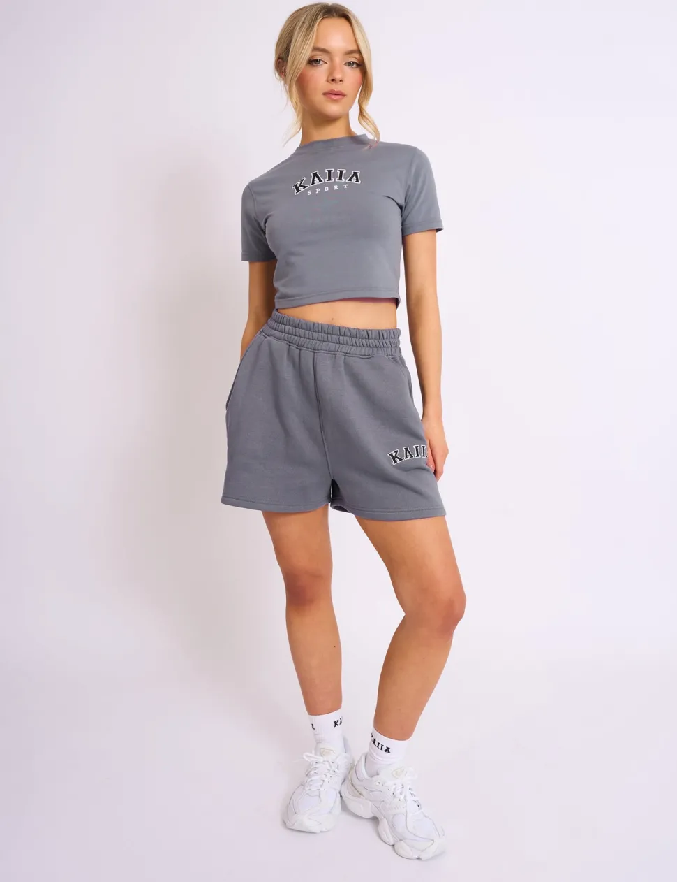 Sale Kaiia Logo Sweat Shorts in Charcoal Grey Sculpt & Leisure | Kaiia The Label
