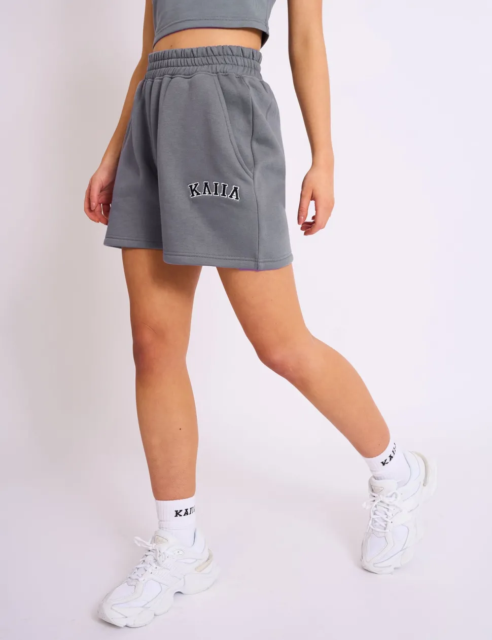 Sale Kaiia Logo Sweat Shorts in Charcoal Grey Sculpt & Leisure | Kaiia The Label