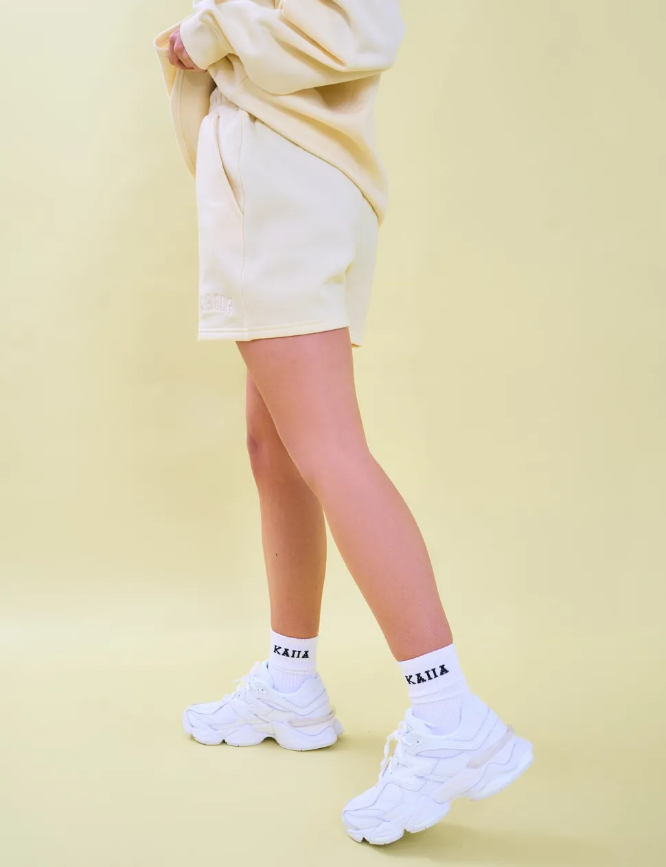 Online Kaiia Logo Sweat Shorts Lemon Back In Stock | Sculpt & Leisure