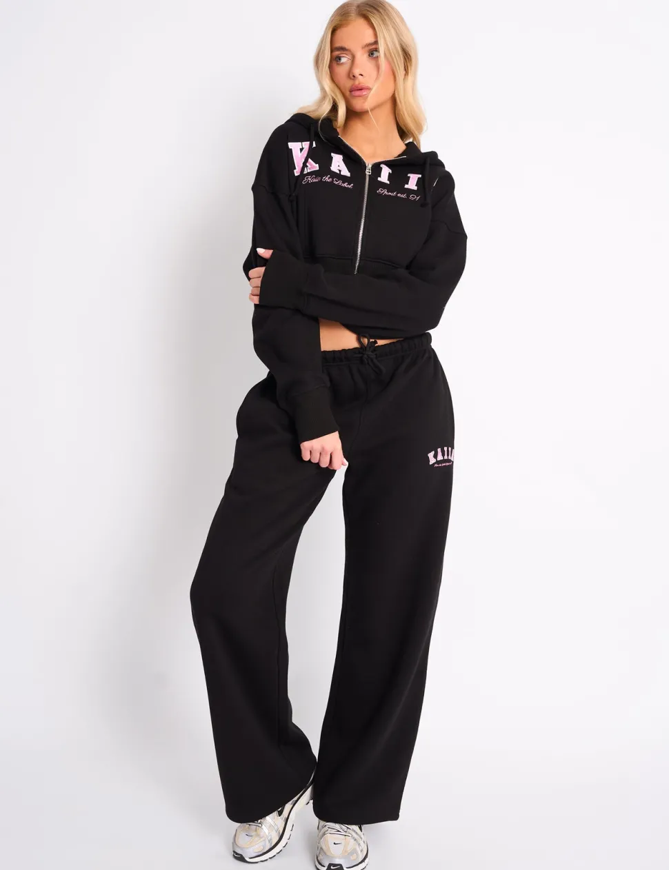 Best Kaiia Logo Wide Leg Joggers & Pink Sculpt & Leisure | Kaiia The Label