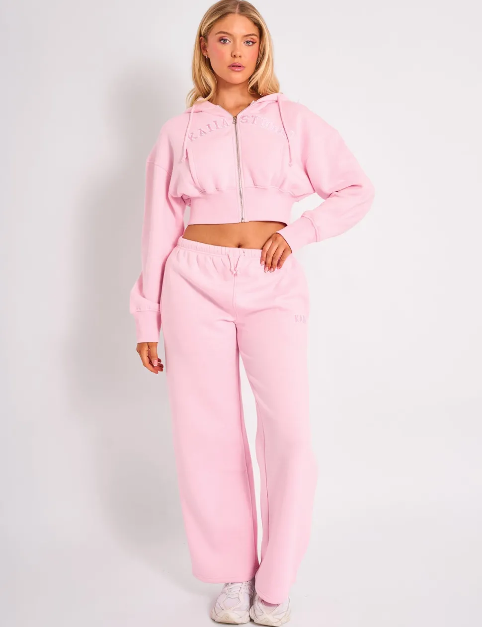 Cheap Kaiia Logo Wide Leg Joggers Light Pink Sculpt & Leisure | Kaiia The Label