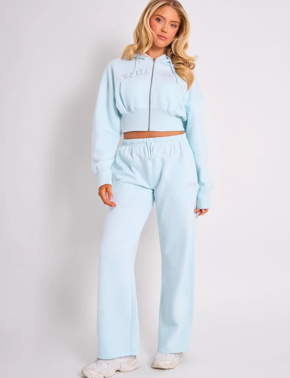 Outlet Kaiia Logo Wide Leg Joggers Light Blue Tracksuits | Tracksuits