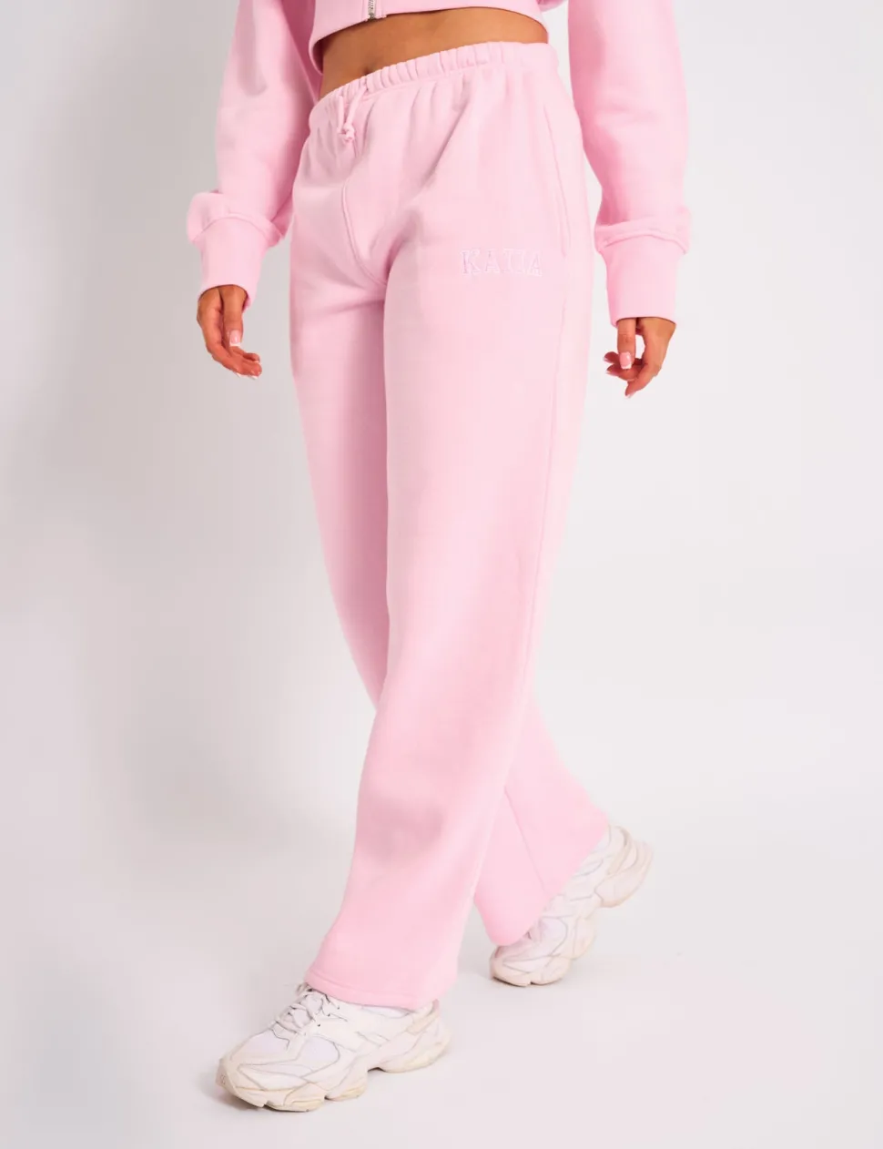Cheap Kaiia Logo Wide Leg Joggers Light Pink Sculpt & Leisure | Kaiia The Label