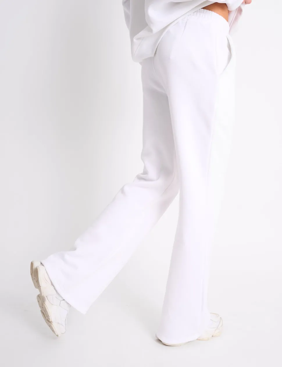 New Kaiia Logo Wide Leg Joggers White & Sand Sculpt & Leisure | Kaiia The Label