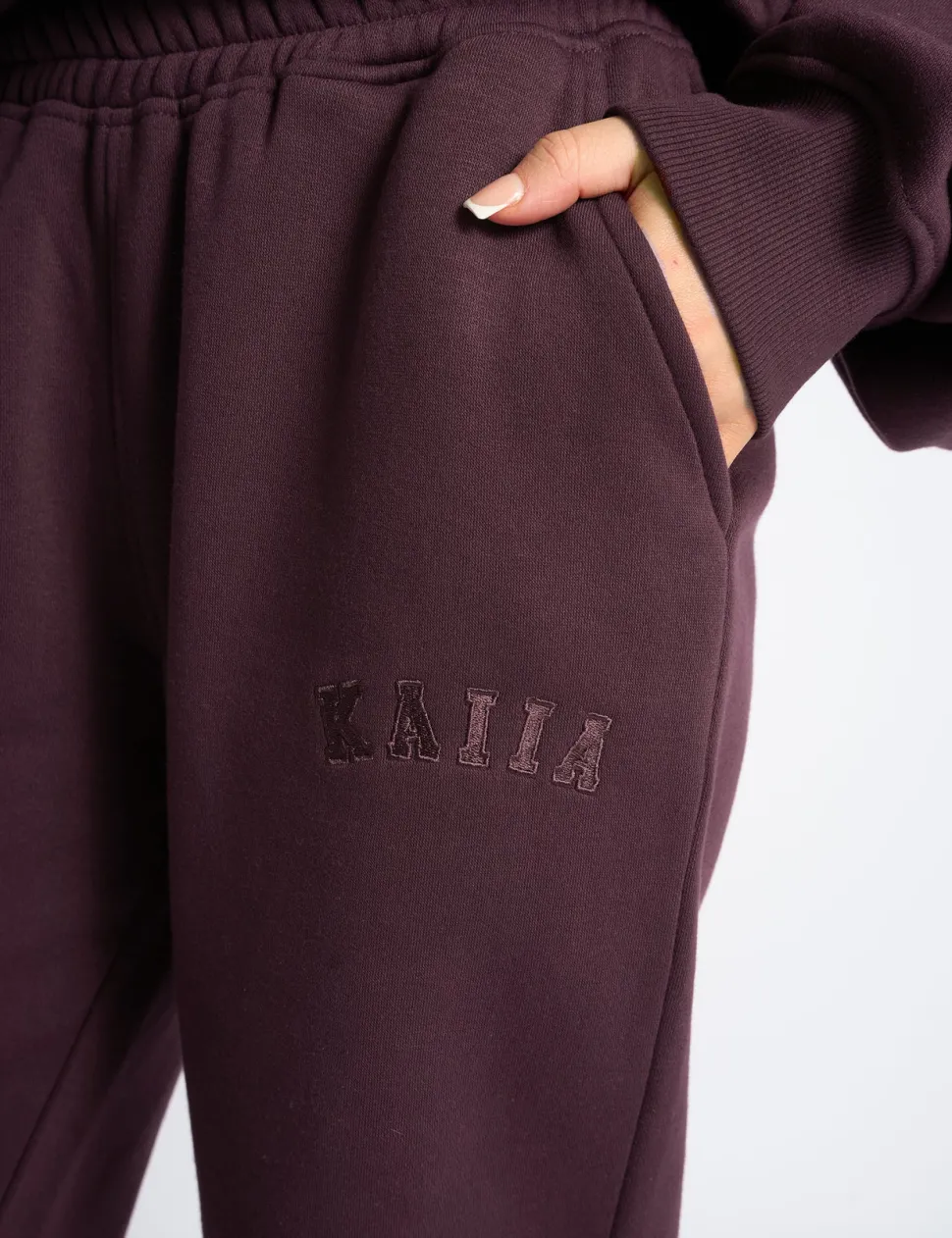 Best Kaiia Logo Wide Leg Joggers Dark Cherry Sculpt & Leisure | Kaiia The Label