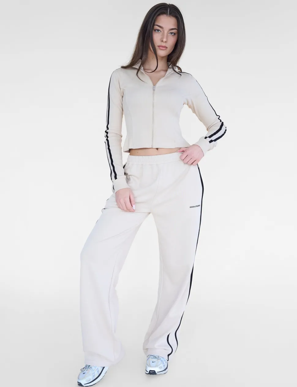 Fashion Kaiia Motocross Ribbed Zip Up Long Sleeve Top & Black Sculpt & Leisure | Kaiia The Label