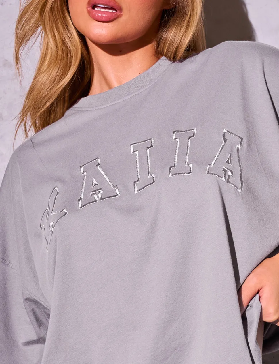 Fashion Kaiia Oversized T-Shirt Dove Grey Sculpt & Reset