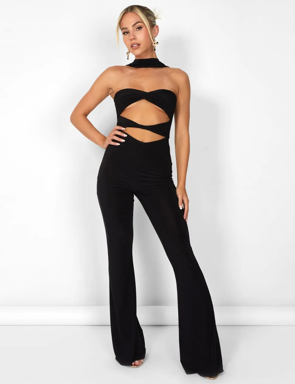 Online Kaiia Slinky Choker Cut Out Jumpsuit in Sculpt & Leisure | Kaiia The Label
