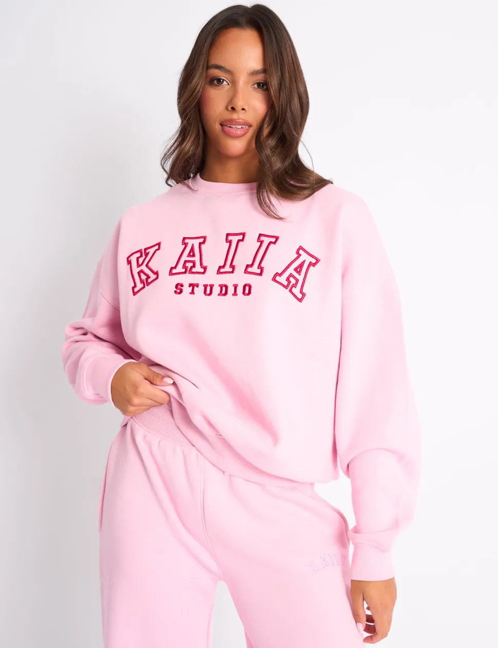 Clearance Kaiia Sport Oversized Sweatshirt Pink & Red Sculpt & Leisure | Kaiia The Label