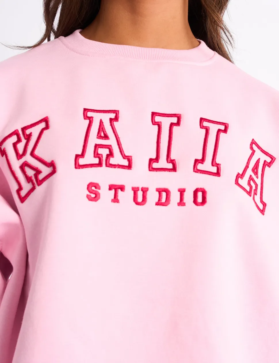 Clearance Kaiia Sport Oversized Sweatshirt Pink & Red Sculpt & Leisure | Kaiia The Label