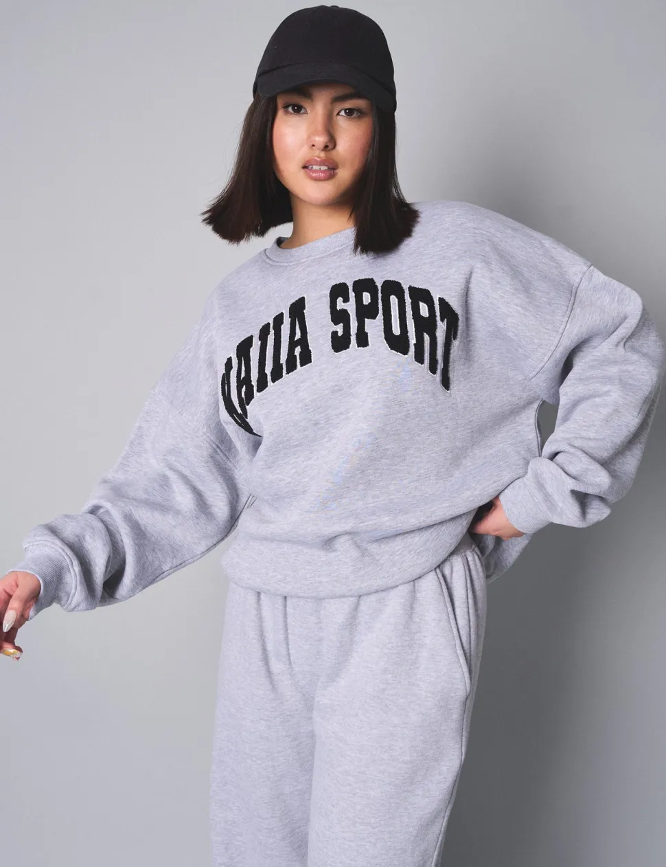 Hot Kaiia Sport Slogan Oversized Sweatshirt Grey Marl Sculpt & Leisure | Kaiia The Label