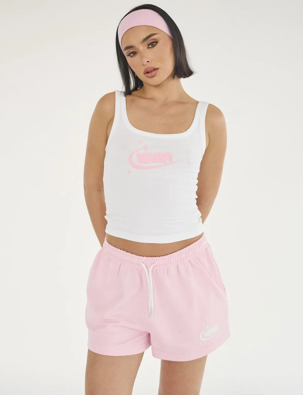 Best Sale Kaiia Star Bubble Logo Vest Top & Baby Pink Sculpt & Leisure | Kaiia The Label