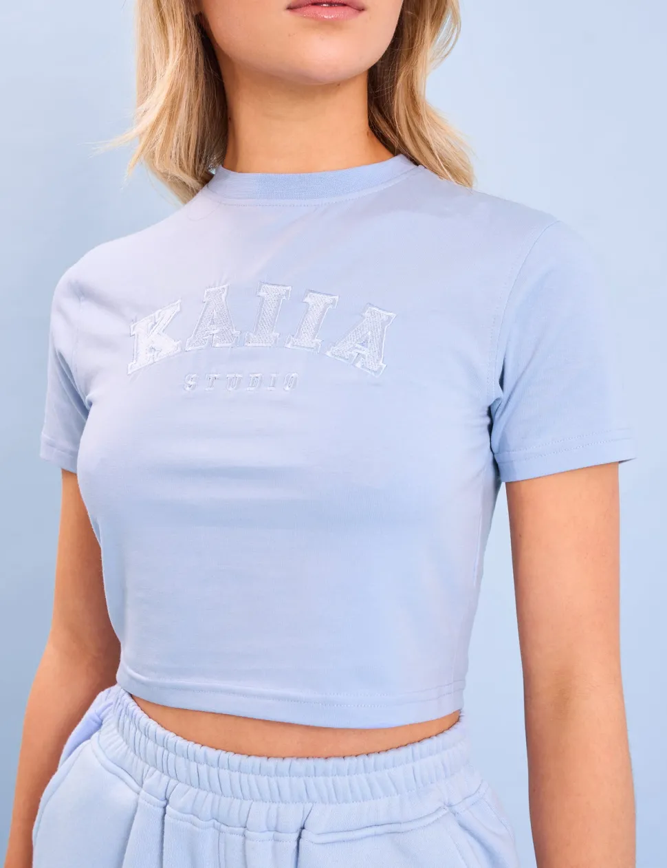 New Kaiia Studio Baby Tee Light Blue Back In Stock | Sculpt & Leisure