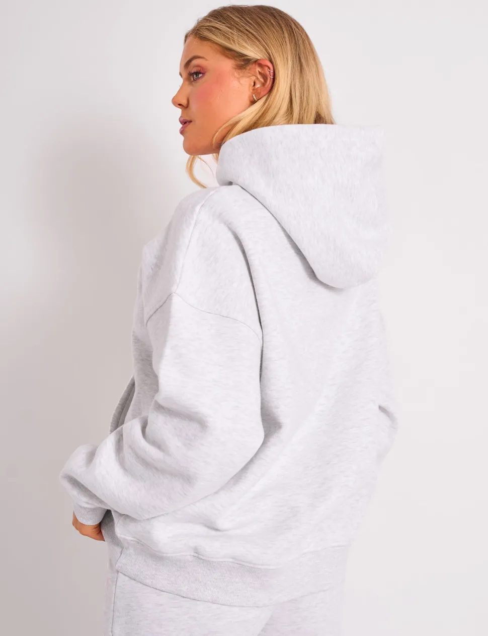 Best Kaiia Studio Borg Bubble Logo Oversized Hoodie Grey Marl & Pink Sculpt & Leisure | Kaiia The Label
