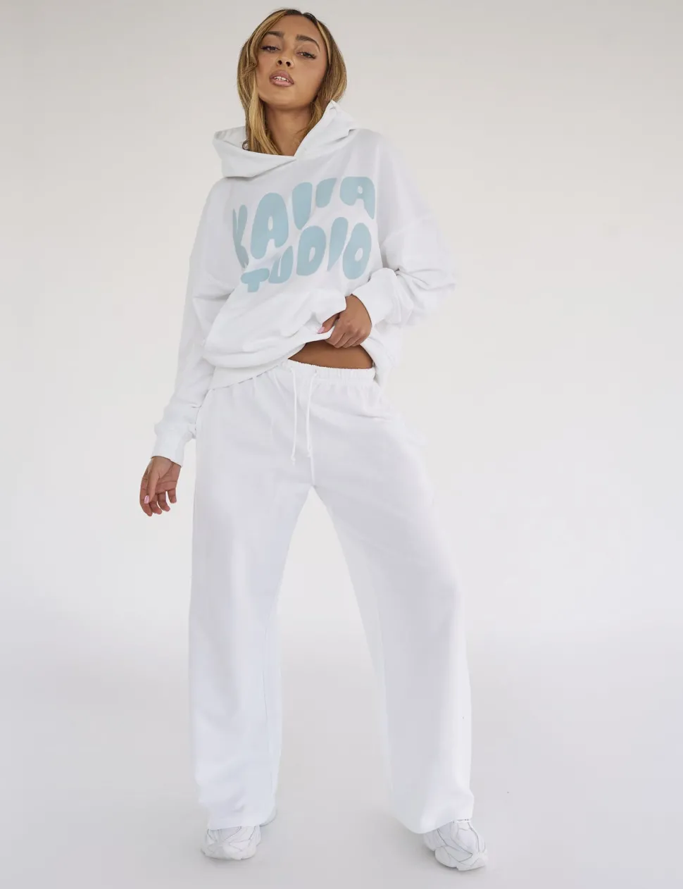 Cheap Kaiia Studio Bubble Logo Pocket Wide Leg Sweat Pants & Blue Sculpt & Leisure | Kaiia The Label