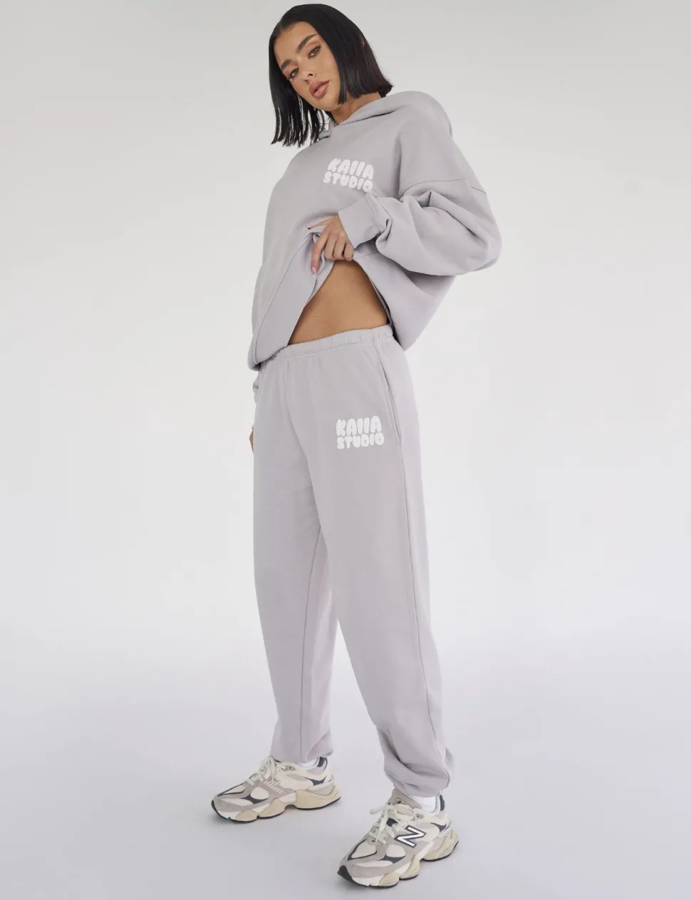 Best Kaiia Studio Bubble Logo Cuffed Joggers Light Grey Sculpt & Leisure | Kaiia The Label