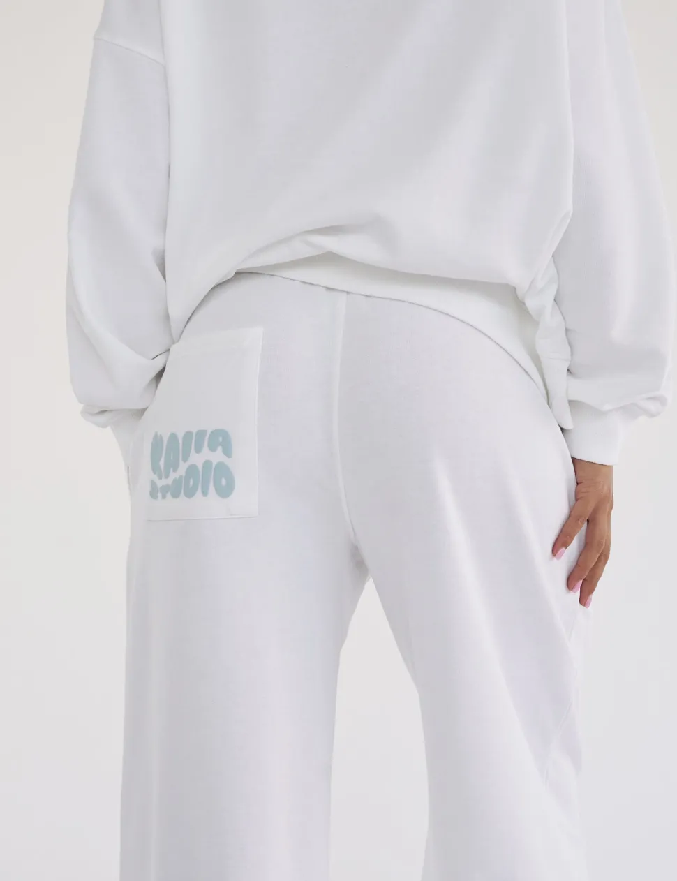 Cheap Kaiia Studio Bubble Logo Pocket Wide Leg Sweat Pants & Blue Sculpt & Leisure | Kaiia The Label