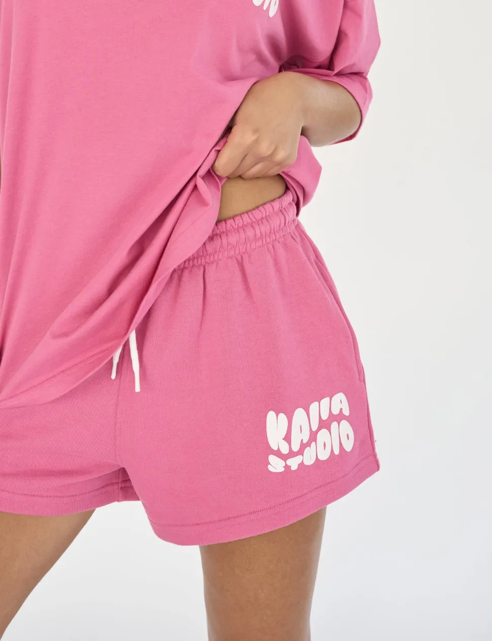 New Kaiia Studio Bubble Logo Sweat Shorts Pink Sculpt & Leisure | Kaiia The Label