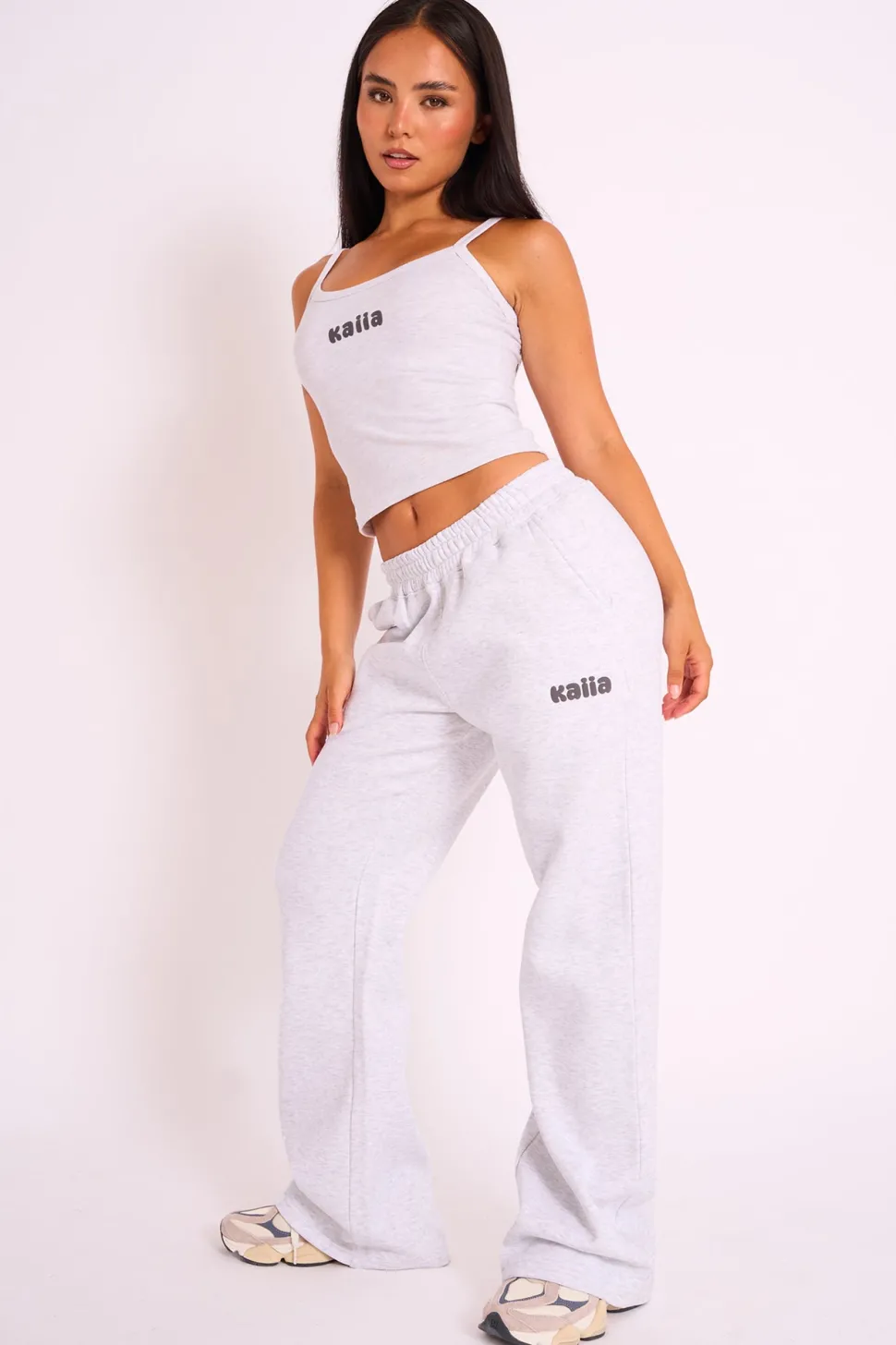Cheap Kaiia Studio Bubble Logo Cami Top Grey Marl Sculpt & Leisure | Kaiia The Label