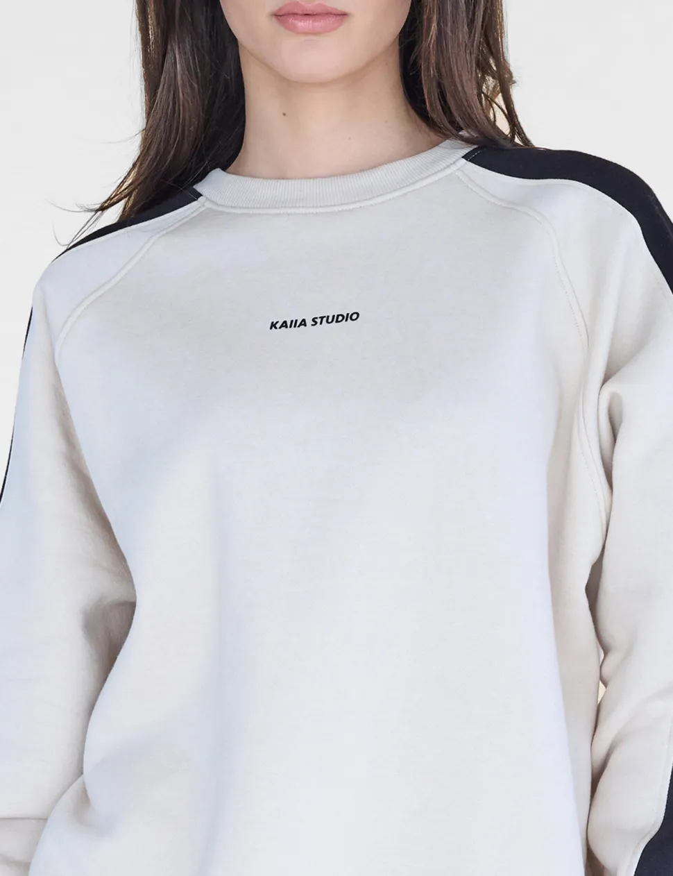 Outlet Kaiia Studio Contrast Panel Oversized Sweatshirt & Black Sculpt & Leisure | Kaiia The Label