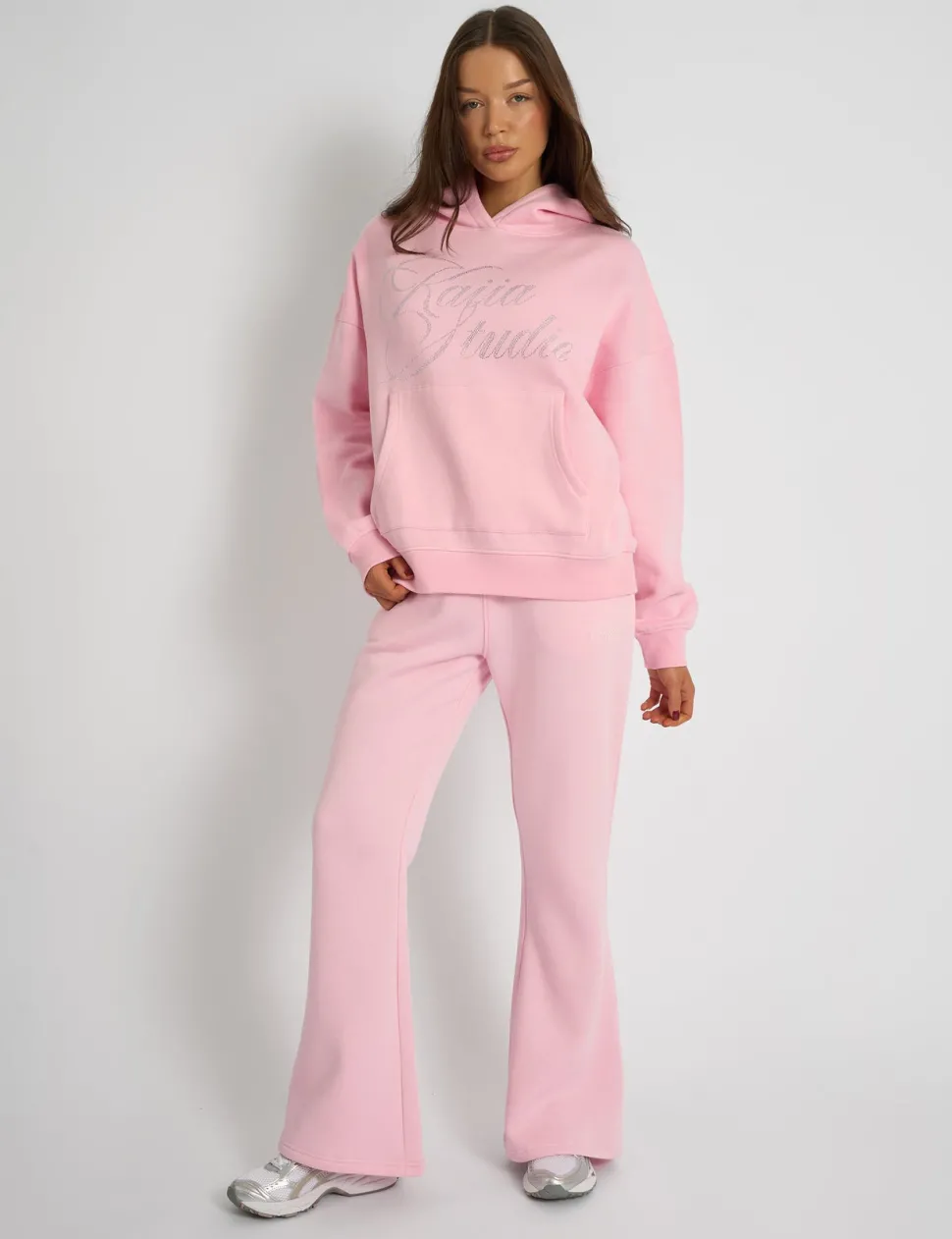 Sale Kaiia Studio Diamante Embellished Oversized Hoodie Baby Pink Sculpt & Leisure | Kaiia The Label