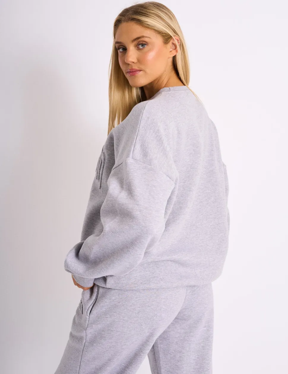 Fashion Kaiia Studio Embossed Logo Oversized Sweatshirt Grey Marl Sculpt & Leisure | Kaiia The Label