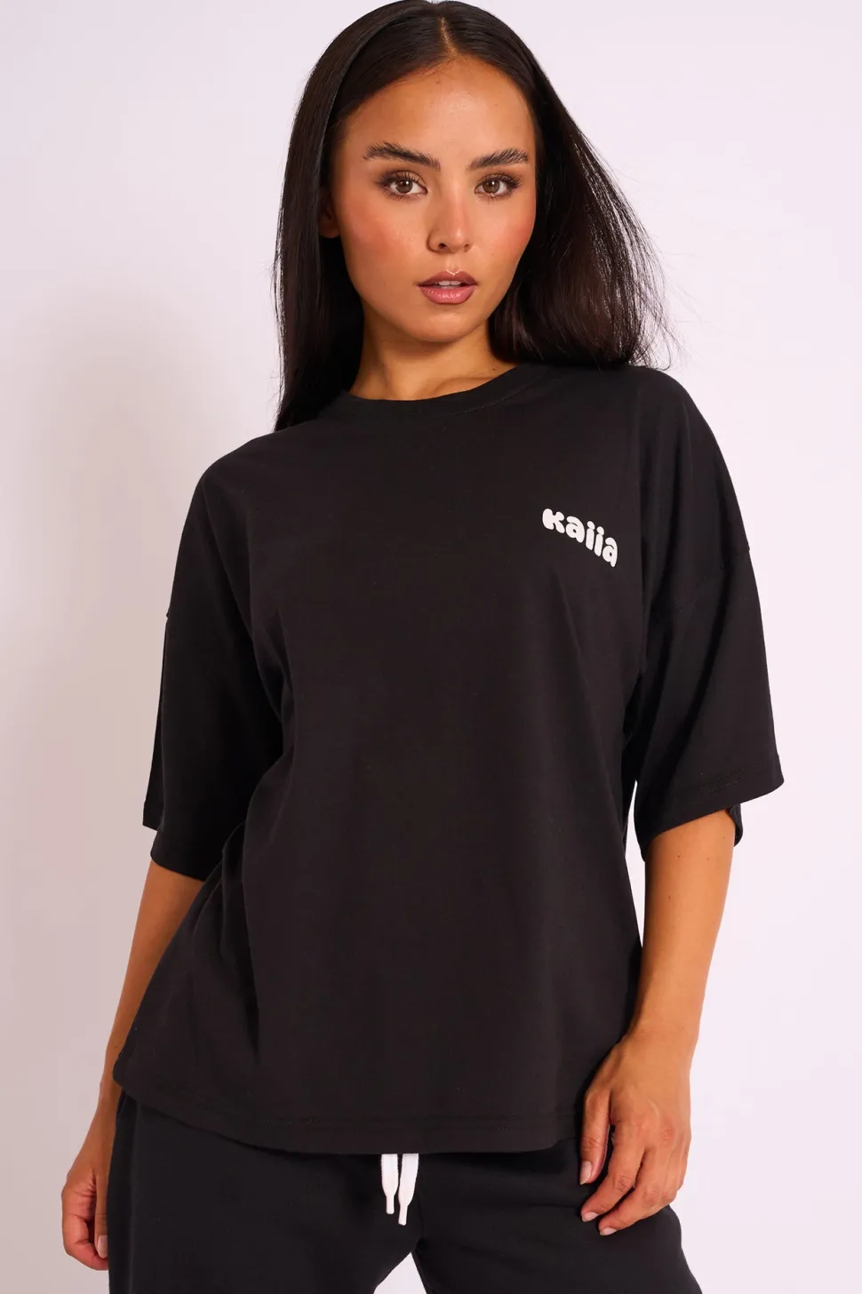Sale Kaiia Studio Oversized Tee Black Sculpt & Leisure | Kaiia The Label