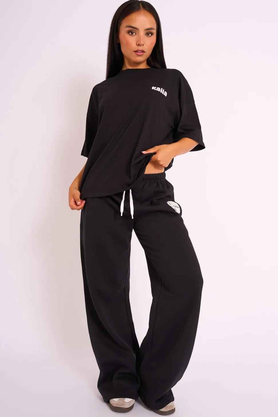 Sale Kaiia Studio Oversized Tee Black Sculpt & Leisure | Kaiia The Label