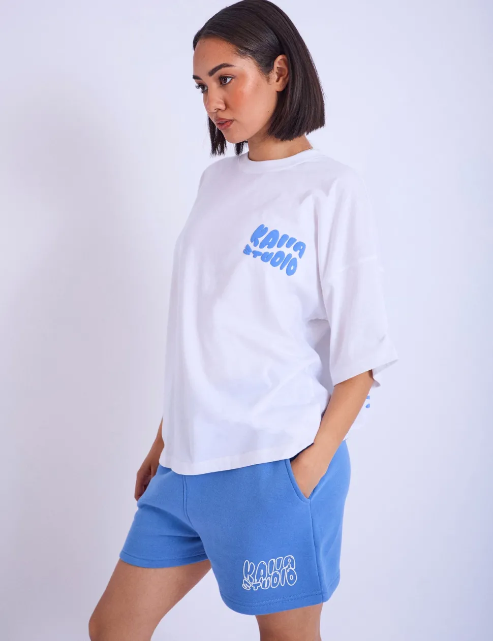 Sale Kaiia Studio Palm Tree Bubble Logo Oversized T-shirt & Blue Sculpt & Leisure | Kaiia The Label
