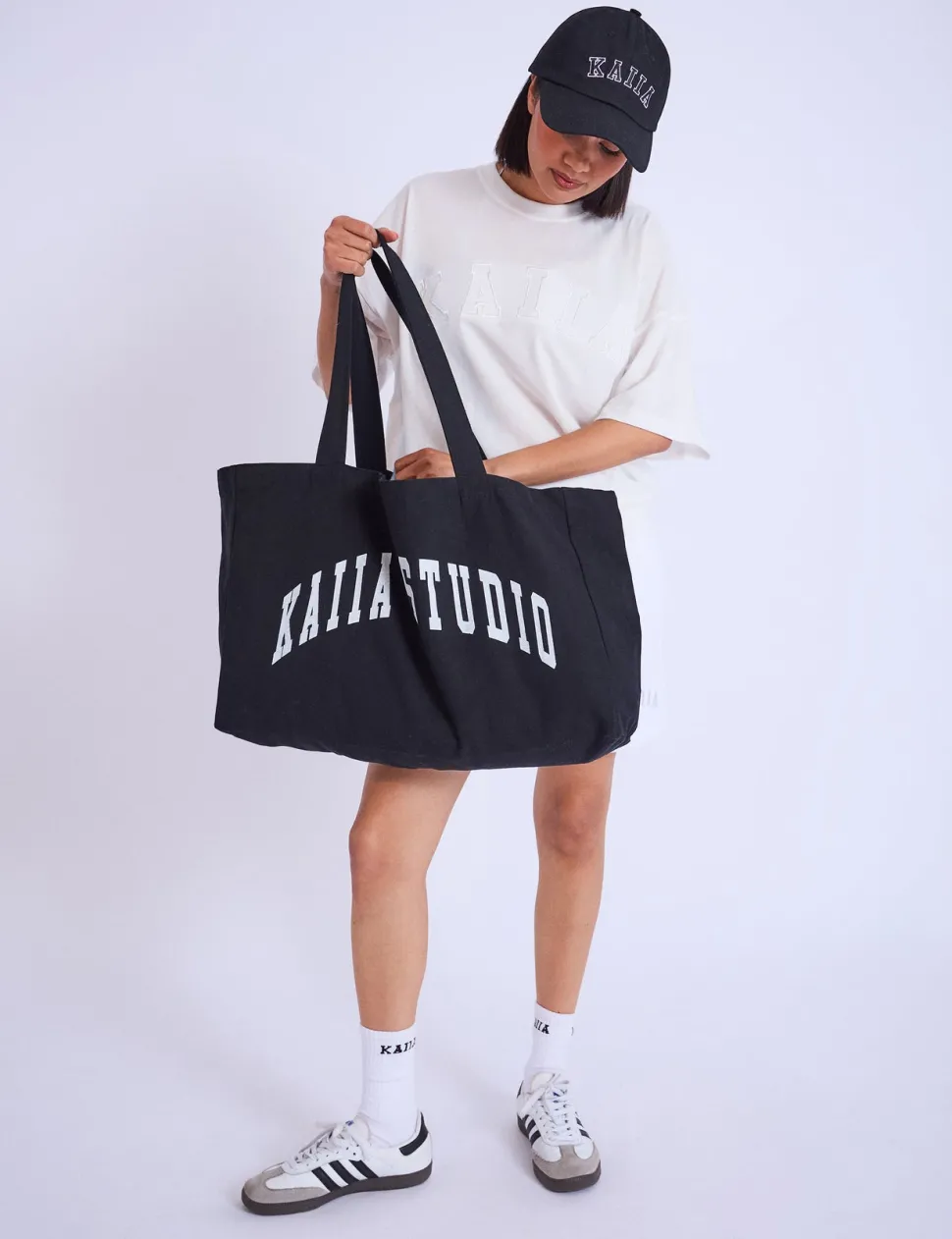 Discount Kaiia Studio Tote Bag Black & White Tote Bags