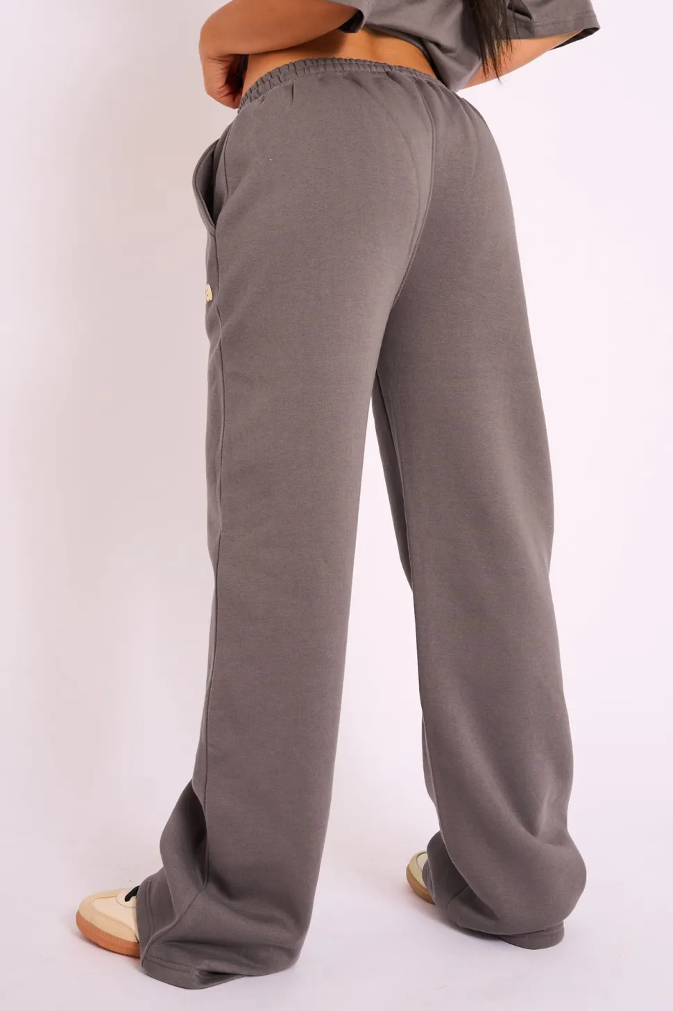 Outlet Kaiia Studio Wide Leg Joggers Dark Grey Sculpt & Leisure | Kaiia The Label
