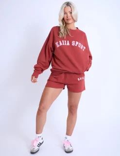 Fashion Kaiia Sweat Shorts Rust & Pink Sculpt & Leisure | Kaiia The Label