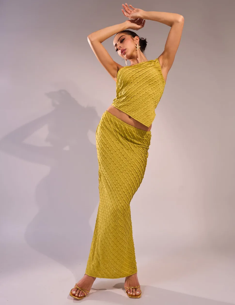Discount Kaiia Textured Column Maxi Skirt Co-ord Sculpt & Leisure | Kaiia The Label