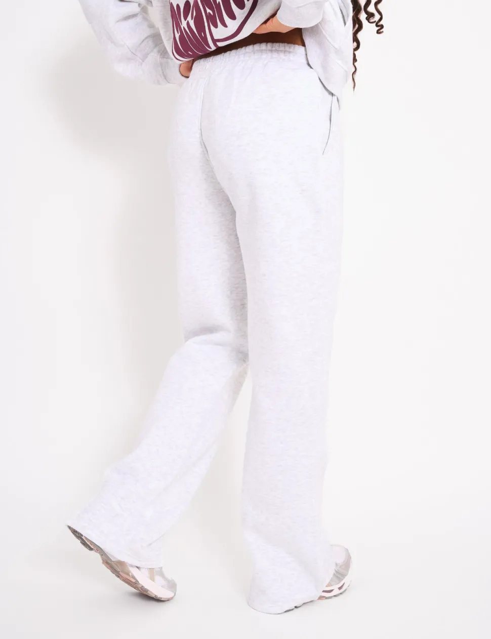 Flash Sale Kaiia Wide Leg Joggers Light Grey Marl & Plum Sculpt & Leisure | Kaiia The Label
