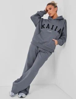 Outlet Kaiia Wide Leg Sweat Pants in Charcoal Sculpt & Leisure | Kaiia The Label