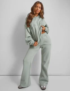 Flash Sale Kaiia Wide Leg Sweat Pants in Sage Back In Stock | Sculpt & Leisure