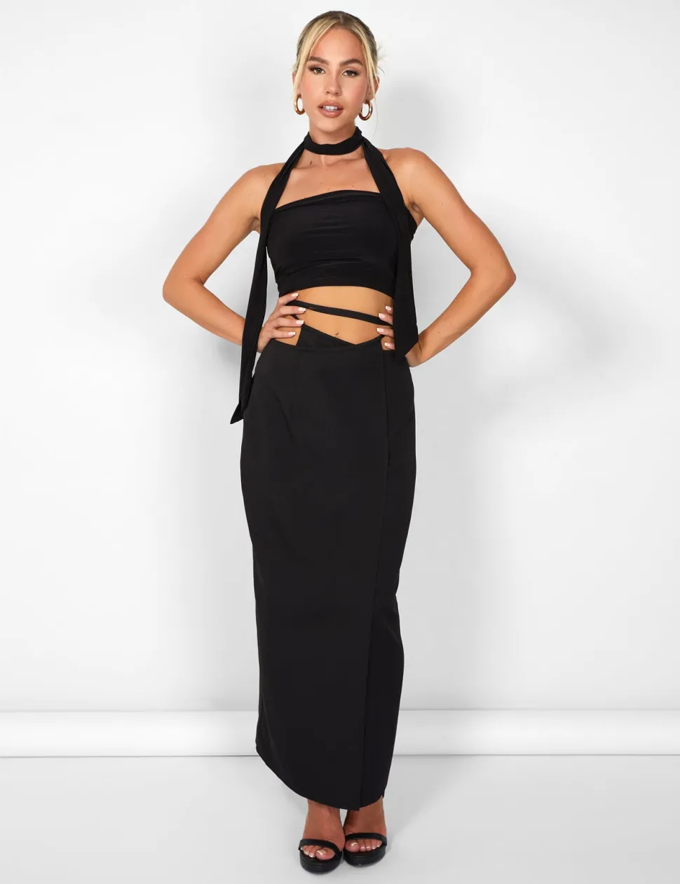 Shop Kaiia Wrap Tie Side Maxi Skirt in Sculpt & Leisure | Kaiia The Label