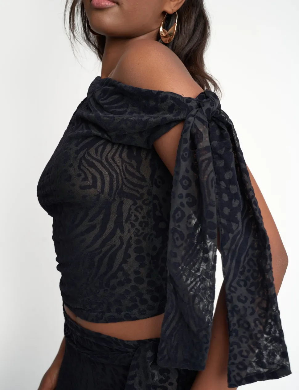 Cheap Knot Detail Asymmetric One Shoulder Leopard Devore Top Sculpt & Leisure | Kaiia The Label
