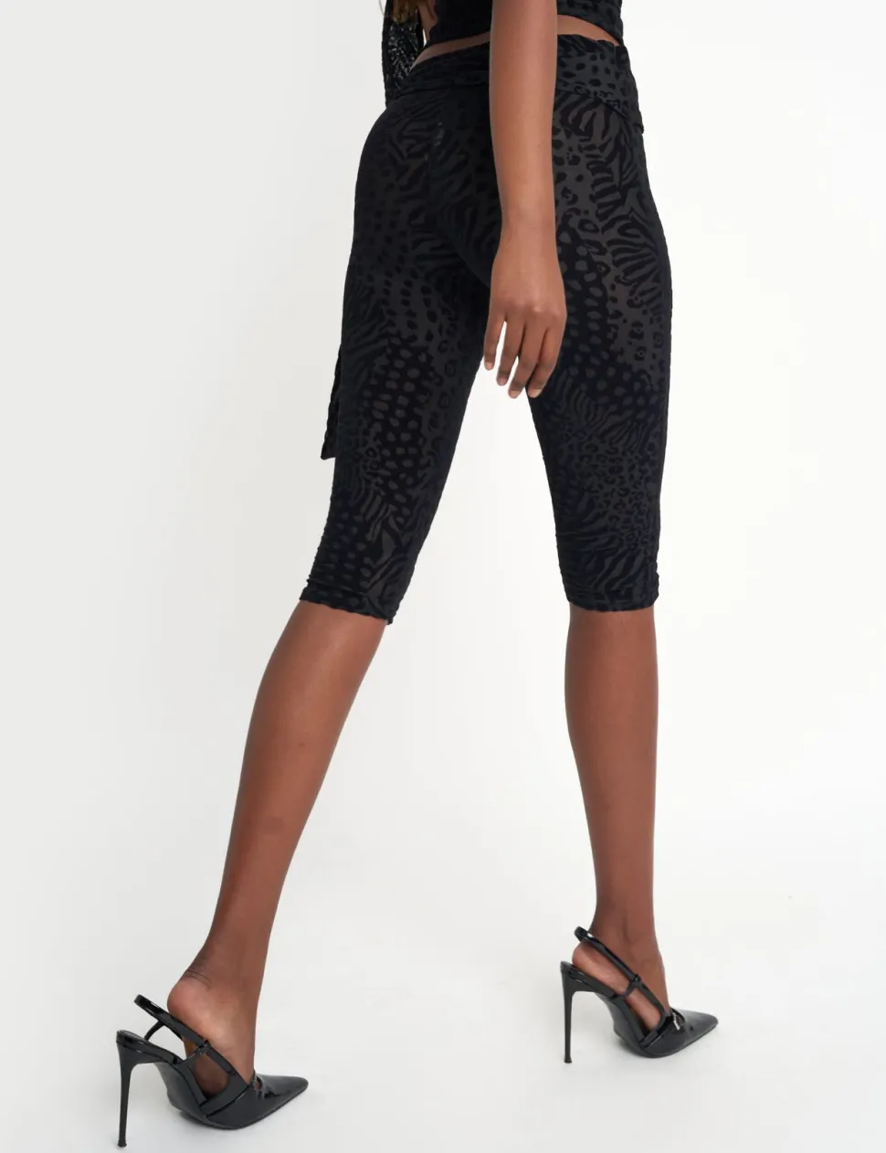 Discount Knot Detail Tie Side Leopard Devore Capri Pants Sculpt & Leisure | Kaiia The Label