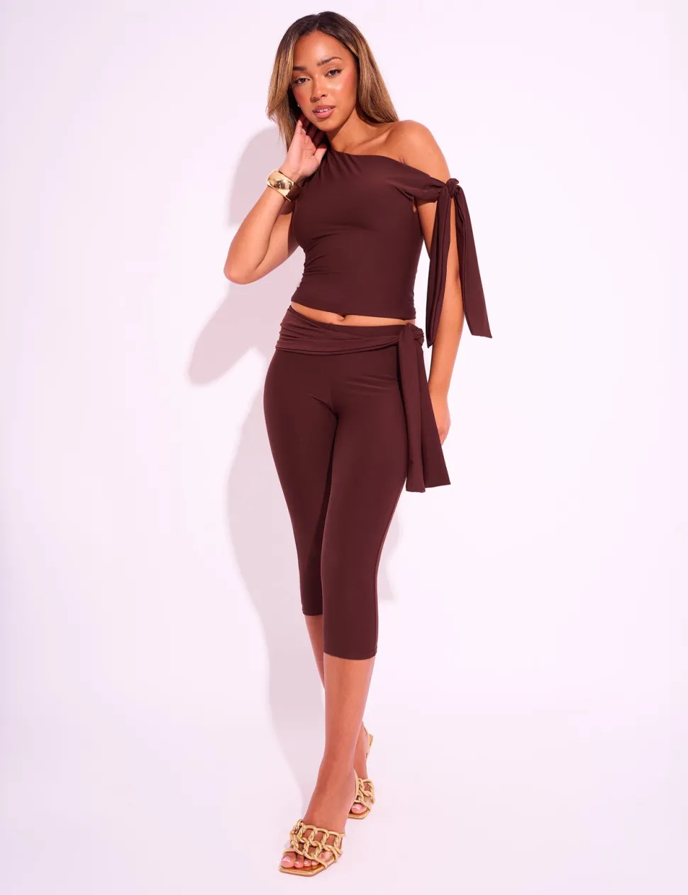 Sale Knot Detail Tie Side Luxe Slinky Capri Pants Back In Stock | Co-ords