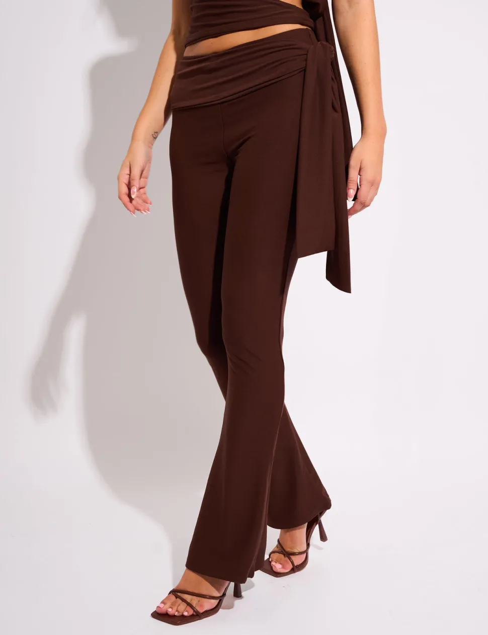 Cheap Knot Detail Tie Side Luxe Slinky Trousers Joggers & Leggings | Joggers & Leggings