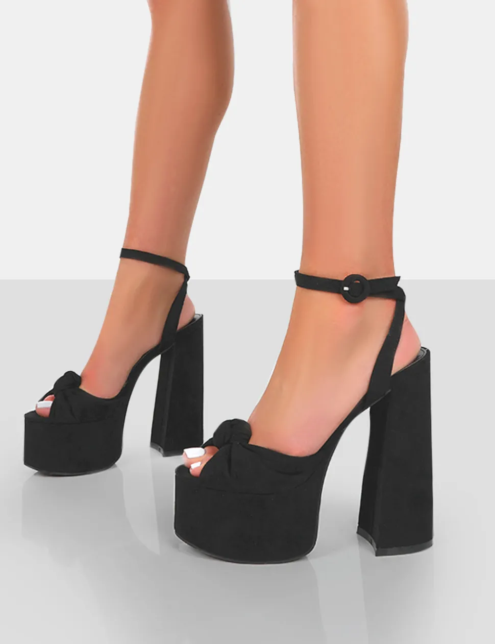 Best Sale Knot On Faux Suede Knotted Platform High Heeled Sandals 6" Heels | Block Heels