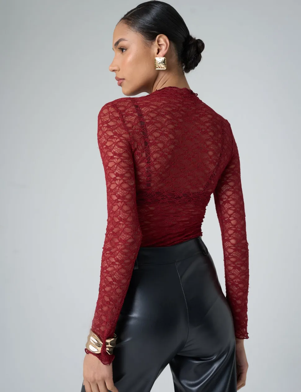Hot Lace Long Sleeve Top Tops