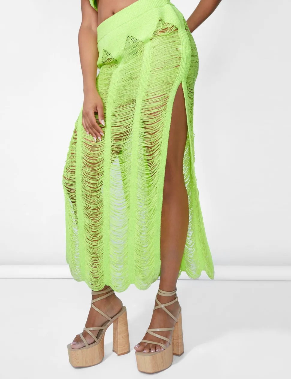 Outlet Ladder Detail Maxi Skirt Co-ords