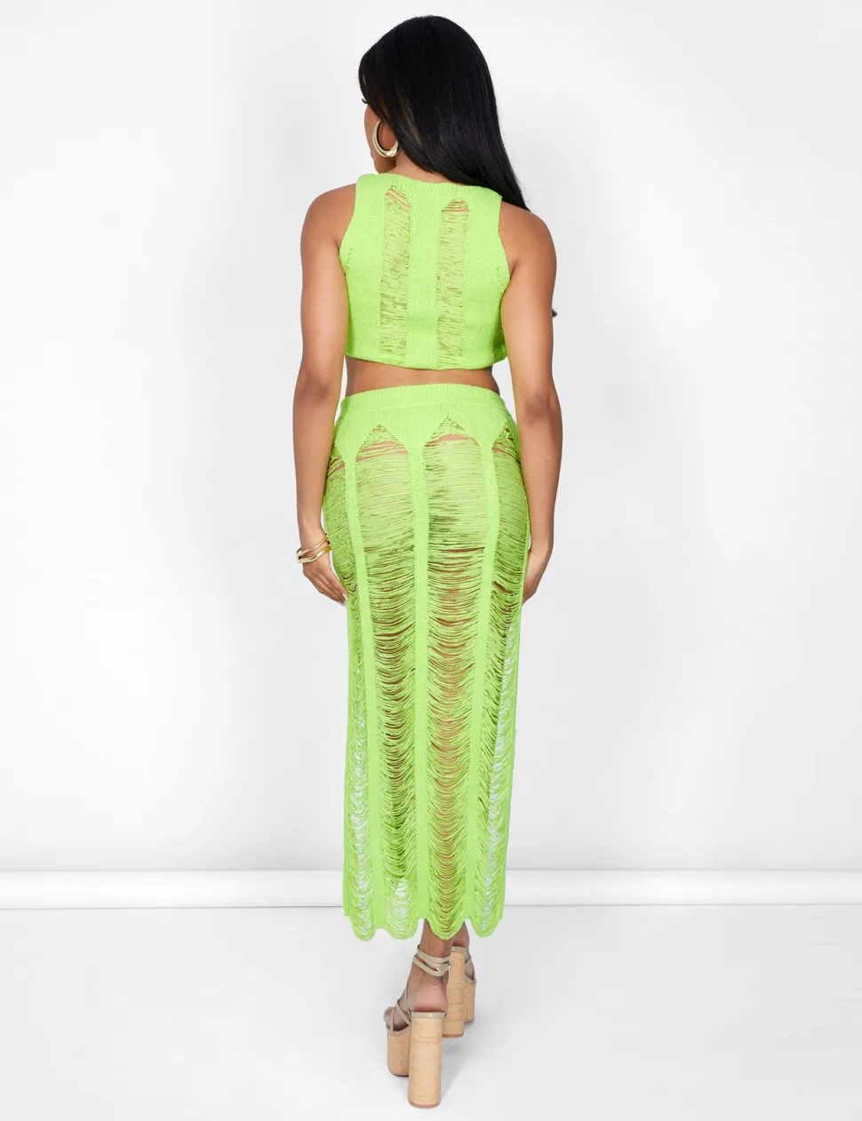 Outlet Ladder Detail Maxi Skirt Co-ords