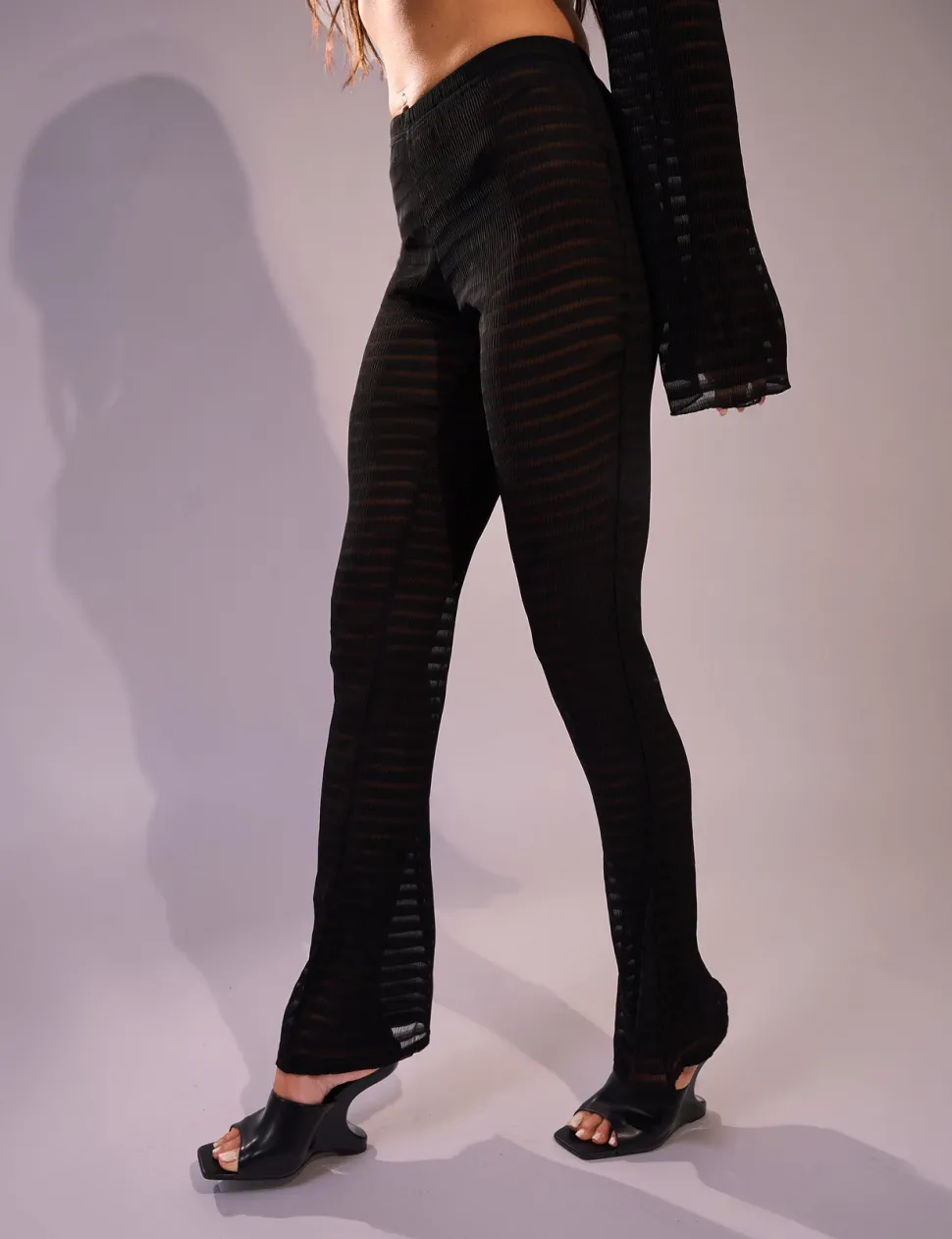 Fashion Laddered Mesh Straight Leg V Waist Pants Co-ords | Trousers