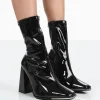 Discount Liberty Wide Fit Patent Sock Block Heeled Ankle Boots Wide Fit Boots | Wide Fit Boots