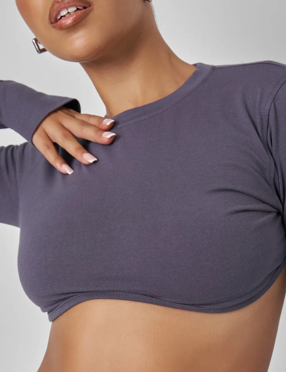 Online Long Sleeve Underbust Crop Top Dark Sculpt & Leisure | Kaiia The Label